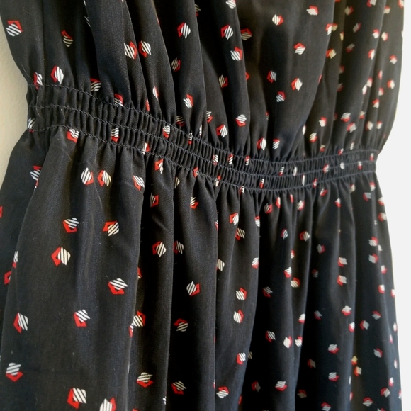 Sleeveless navy print summer dress with pockets - Picture 4 of 4